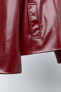 PATENT FAUX FUR COLLAR JACKET