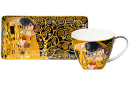 Чашка 250 мл с блюдцем для десерта 20*10*2 см Поцелуй на черном, NEW BONE CHINA - Elan gallery фото 6