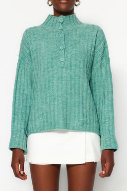 Sar? Genis Kal?p Yumusak Dokulu Dik Yaka Triko Kazak TWOAW21KZ0783 - Trendyolmilla фото 22