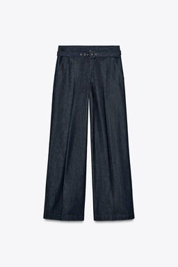Z1975 WIDE-LEG DENIM TROUSERS WITH BELT - Zara фото 5