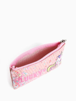 Косметичка на молнии плоская, с подкладкой, маленькая, с принтом, пудрово-розовая - Simaland фото 3