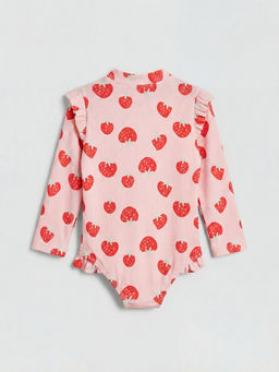 Uzun Kollu Desenli K?z ?ocuk Mayo