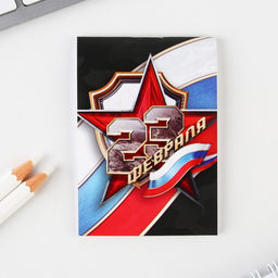 Цена за 2 шт. Подарочный набор «Самому сильному и надежному. 23 февраля», блокнот, карандаши 2 шт., ч/г и значок-дерево