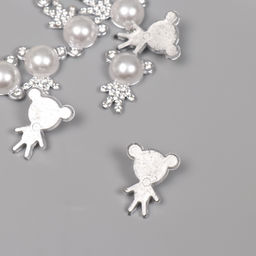 Декор для творчества пластик «Мишка со стразами», серебро, набор 10 шт., 2.5×2×1 см