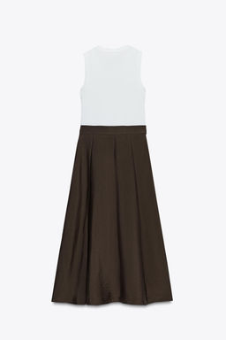 BELTED CONTRAST MIDI DRESS - Zara фото 6