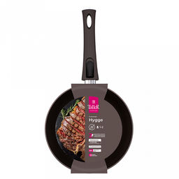 Сковорода с антипригарным покрытием д22см Hygge, h4,5см, s3,3мм, дно д17,8см, s3,8мм, кованый алюминий, съемная бакелитовая ручка с покрытием soft-touch, молочный/коричневый, TalleR (Китай) Подходит для всех видов плит, включая индукционную. - Домашняя мода фото 8