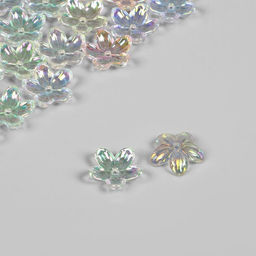 Цена за 2 шт. Бусины пластиковые Цветы, 1.2?1.2?0.3 см, (набор 30 шт.), цвет радужный