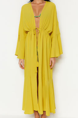 Yag Yesil Maxi Dokuma Buzgulu Plaj Kimono&Kaftan TBESS23KM00105 - Trendyolmilla фото 5