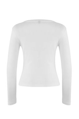 Ekru Bask?l? Fitted/Vucuda Oturan Orme Bluz TWOAW25BZ00126