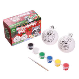 Ёлочные шары под раскраску на новый год «Сказка», краски, 2 шт., набор для творчества