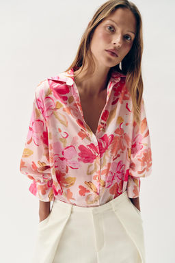 CAMISA SATINADA ESTAMPADO FLORAL / Multicolor - Zara фото 3