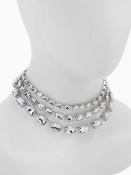 Чокер-колье Сияние трио на увеличение, цвет белый в серебре, 36 см