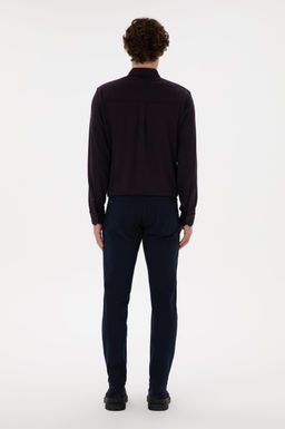 Erkek Lacivert Slim Fit Kanvas Pantolon