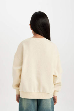 Толстовка с принтом для девочек Relax Fit с круглым вырезом - Defacto фото 6