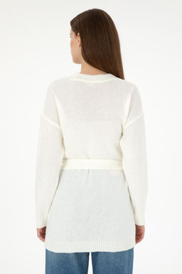 Женский трикотажный кардиган кремового меланжевого цвета Неожиданная скидка в корзине - U.s. polo assn фото 5