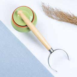 Горшочки для запекания Вятская керамика, набор 6 шт., ухват, полка, 500 мл, салатовый