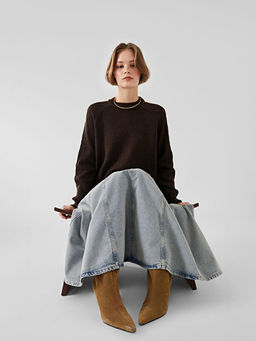 Bisiklet Yaka Kad?n Triko Tunik