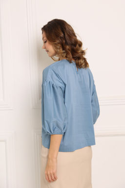 Блузка свободного кроя с объемными рукавами - Looklikecat фото 3