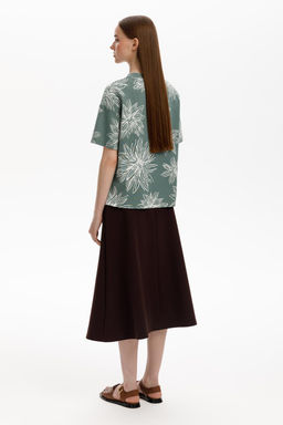 ЕВТ 3317/зеленый,крупные астры фуфайка жен