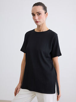 Bisiklet Yaka Fitilli Kad?n Ti??rt