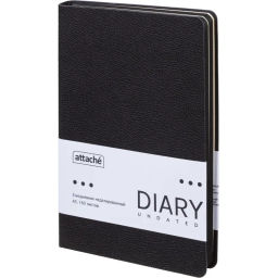 Ежедневник недатированный Attache А5, 160л, 138x213мм иск. кожа, черный