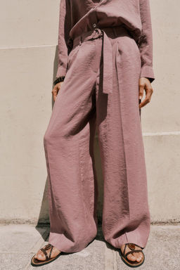 FLOWING WIDE-LEG TROUSERS WITH BELT - Zara фото 2
