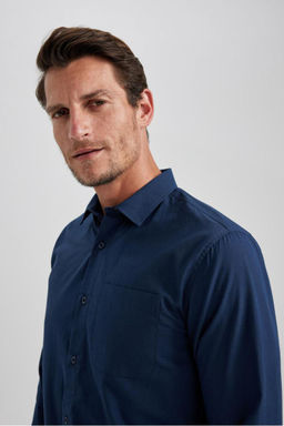 Рубашка из поплина с длинным рукавом стандартного кроя - Defacto фото 7