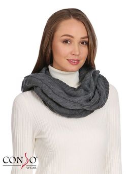 KN180330 - тёмно-серый Шарф женский. Размер 30х100 см