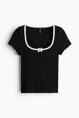 Top de canale con detalles sobrehilados - H&m фото 5