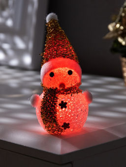 Ёлочная игрушка «Золотистый снеговичок», 8 см, 1 LED, от батареек AG13×3, свечение мульти (RGB)