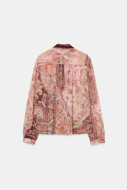 PRINTED BLOUSE WITH BOW - Zara фото 15