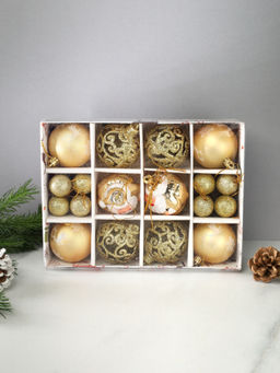 Новогоднее украшение Шары 18 штук 24х6 см / WF-207 /уп 80/золото - ГалеонТрейд фото 3