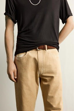 JEANS LOOSE FIT LAVADO IRREGULAR / Ocre - Zara фото 6