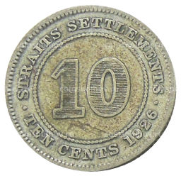 10 центов 1926 года Стрейтс Сетлментс