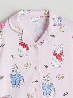 G?mlek Yaka K?z ?ocuk Pijama Tak?m?
