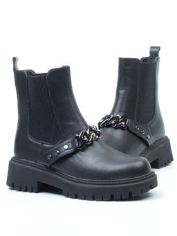 01-5272-1 BLACK Ботинки демисезонные женские (искусственная кожа, байка)
