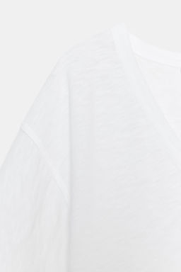 CAMISETA ESCOTE PICO / Blanco - Zara фото 7