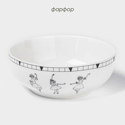 Салатник новогодний Доляна Волшебная сказка, 580 мл, 15.5?6 см, фарфор, белый