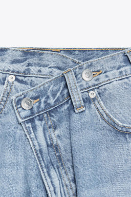 HIGH-WAIST TRF WIDE-LEG CROSSOVER WAIST JEANS - Zara фото 9