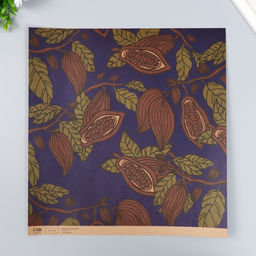 Цена за 5 шт. Бумага для скрапбукинга двусторонняя крафт Какао и цветы, плотность 180 г, 30.5?32 см