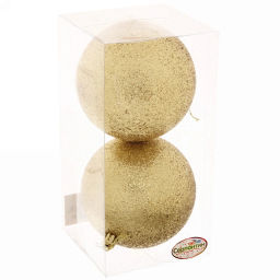 Цена за 2шт. Новогодние шары 10 см (набор 2 шт) "Глиттер", золото