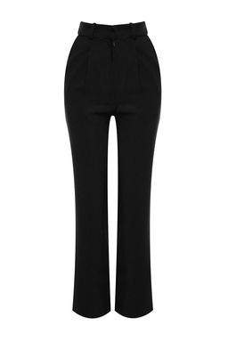 Siyah Wide Leg/Genis Paca Pileli Dokuma Kumas Pantolon TWOSS21PL0155