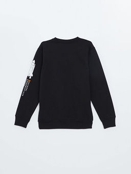 Bisiklet Yaka Nasa Bask?l? Uzun Kollu Erkek ?ocuk Sweatshirt