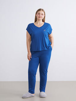 V Yaka Modal Kar???ml? Kad?n Pijama Tak?m?