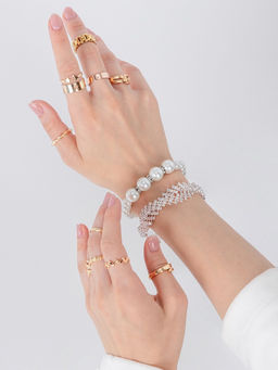 Браслет жемчуг Невеста, бусины d=0.8+1.2 см, белый