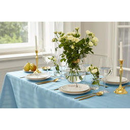 Скатерть Этель Shine 150*220 +/-3см, цв.серо-синий, пл. 192 г/м2, хл с ВГМО  фото 9