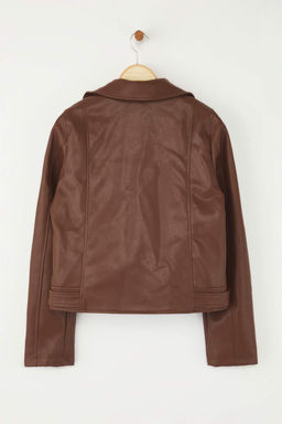 Siyah Fitted Kal?p Suni Deri Biker Ince Ceket Mont TWOAW26MO00083 - Trendyolmilla фото 10