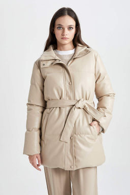 Водонепроницаемая надувная парка из искусственной кожи Puffer - Defacto фото 6
