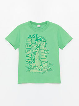 Bisiklet Yaka Bask?l? K?sa Kollu Erkek ?ocuk Ti??rt