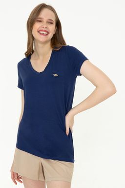 Женская темно-синяя футболка с V-образным вырезом Basic - U.s. polo assn фото 3